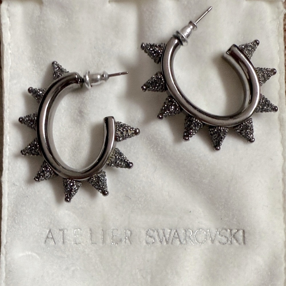 Atelier Swarovski Black Spike Kalix core Hoop Earrings